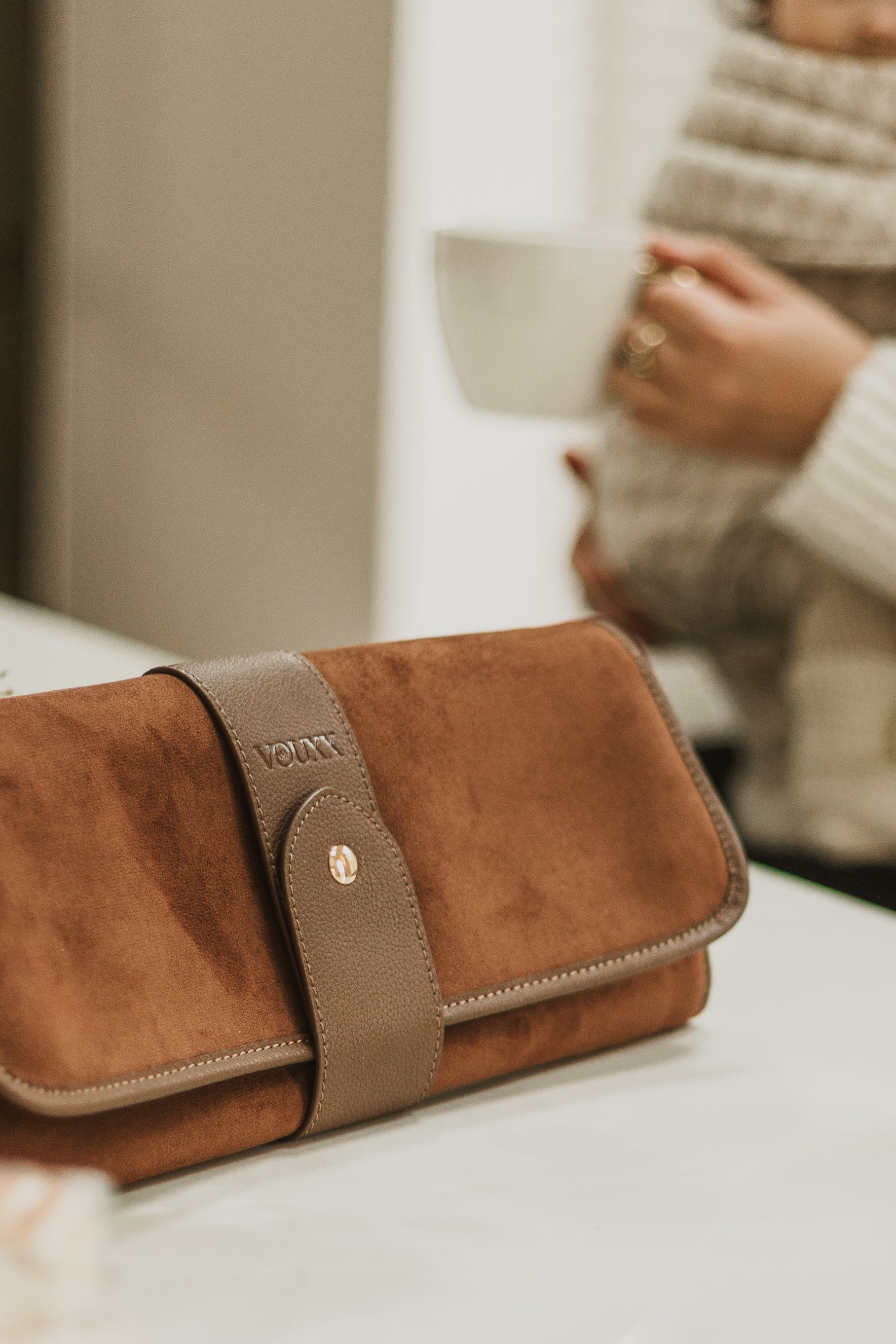VOUXX Tote diaper bag Maya suede brown (complete set)