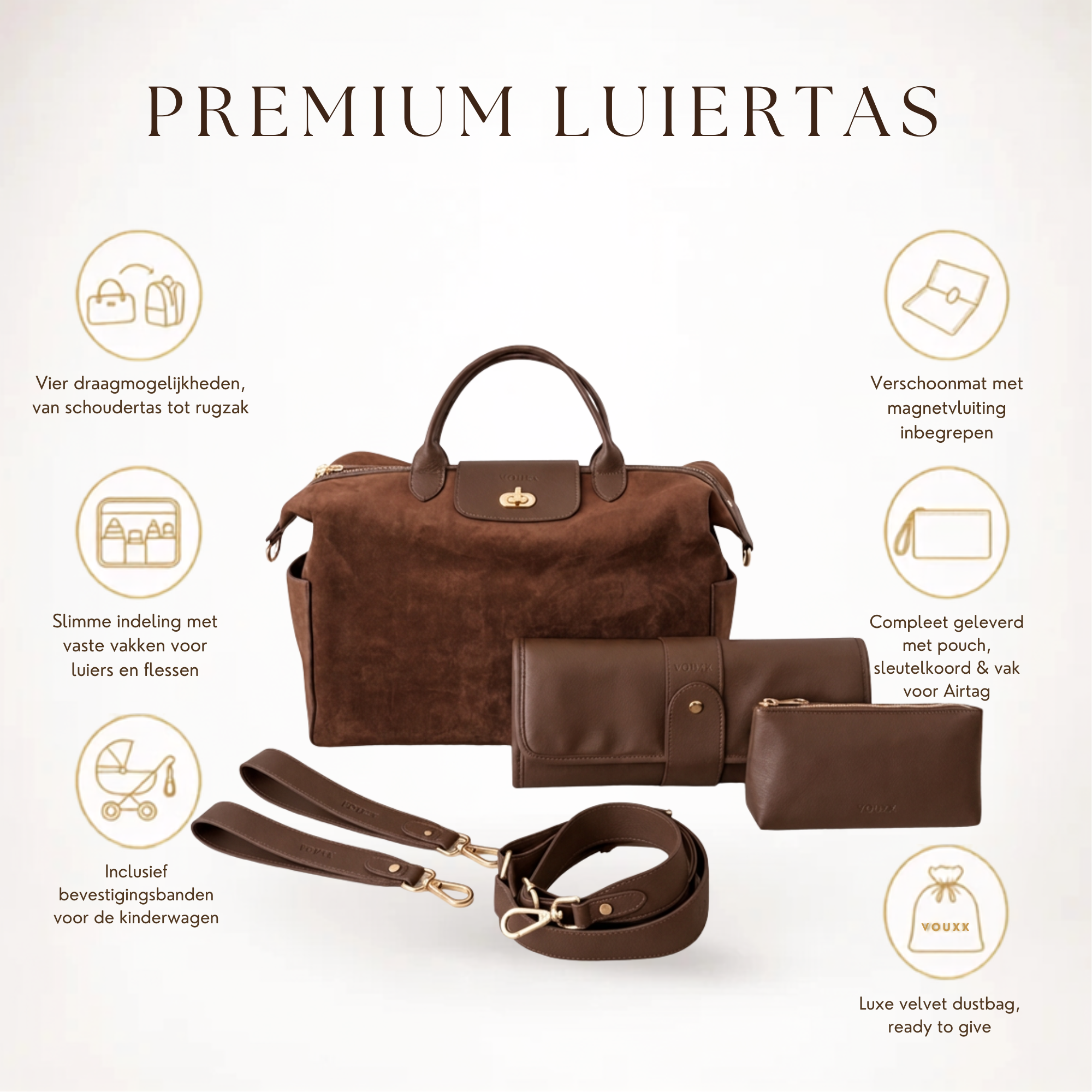 LUIERTAS - MAYA SUEDE BROWN (complete set)